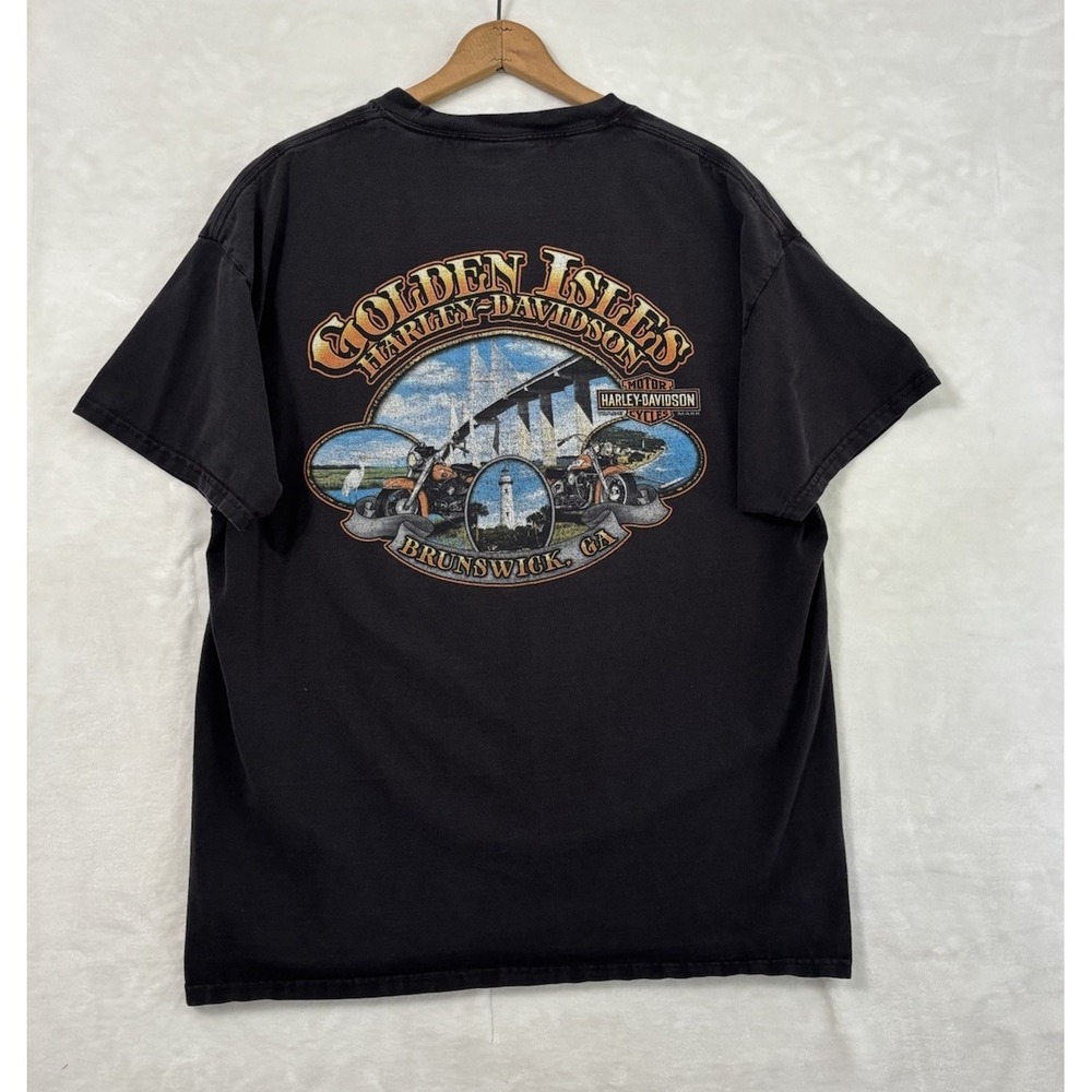 Harely Davidson Golden Isles Brunswick GA 2016 Graphic Tee XL Biker Black 0700 - Picture 3 of 8